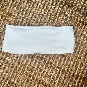 Plain white bandeau bikini top